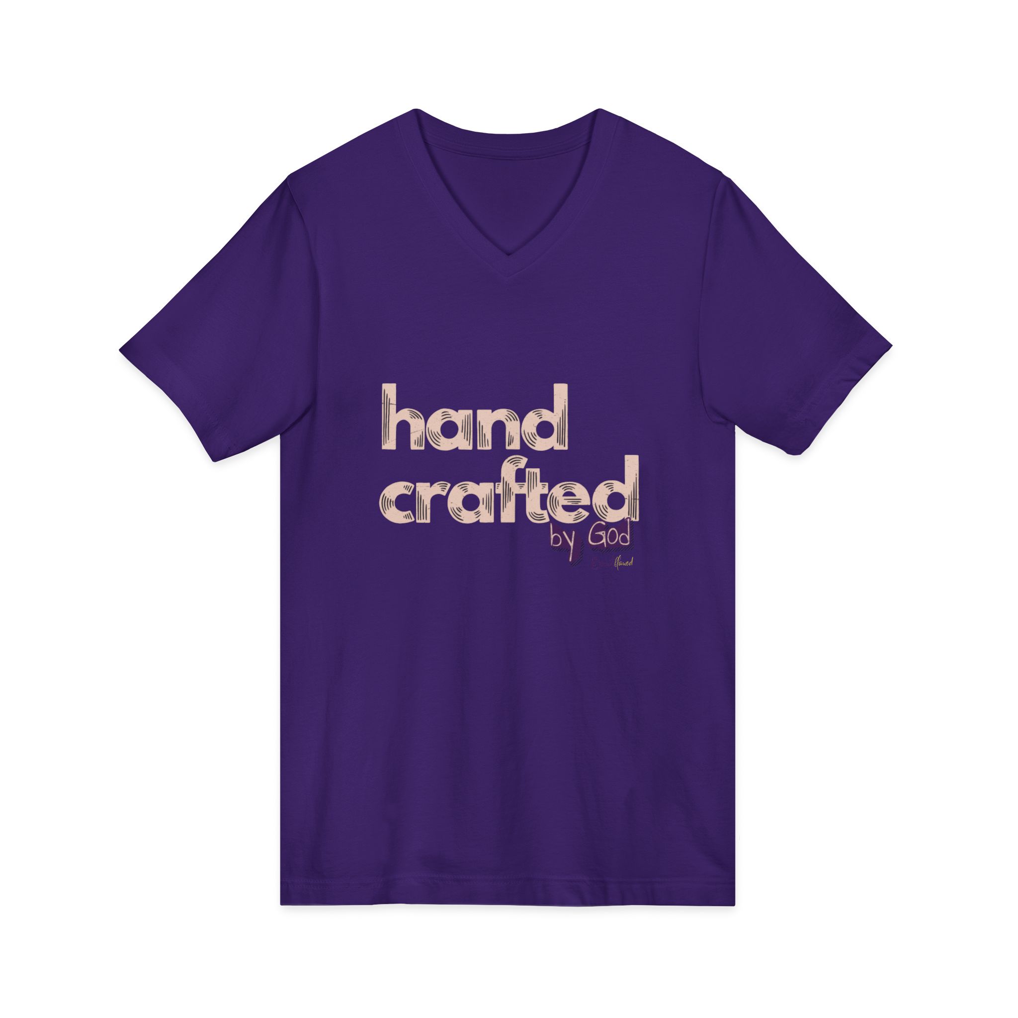 V-Neck Tee — "hand crafted" Rose Gold Script - Image 43