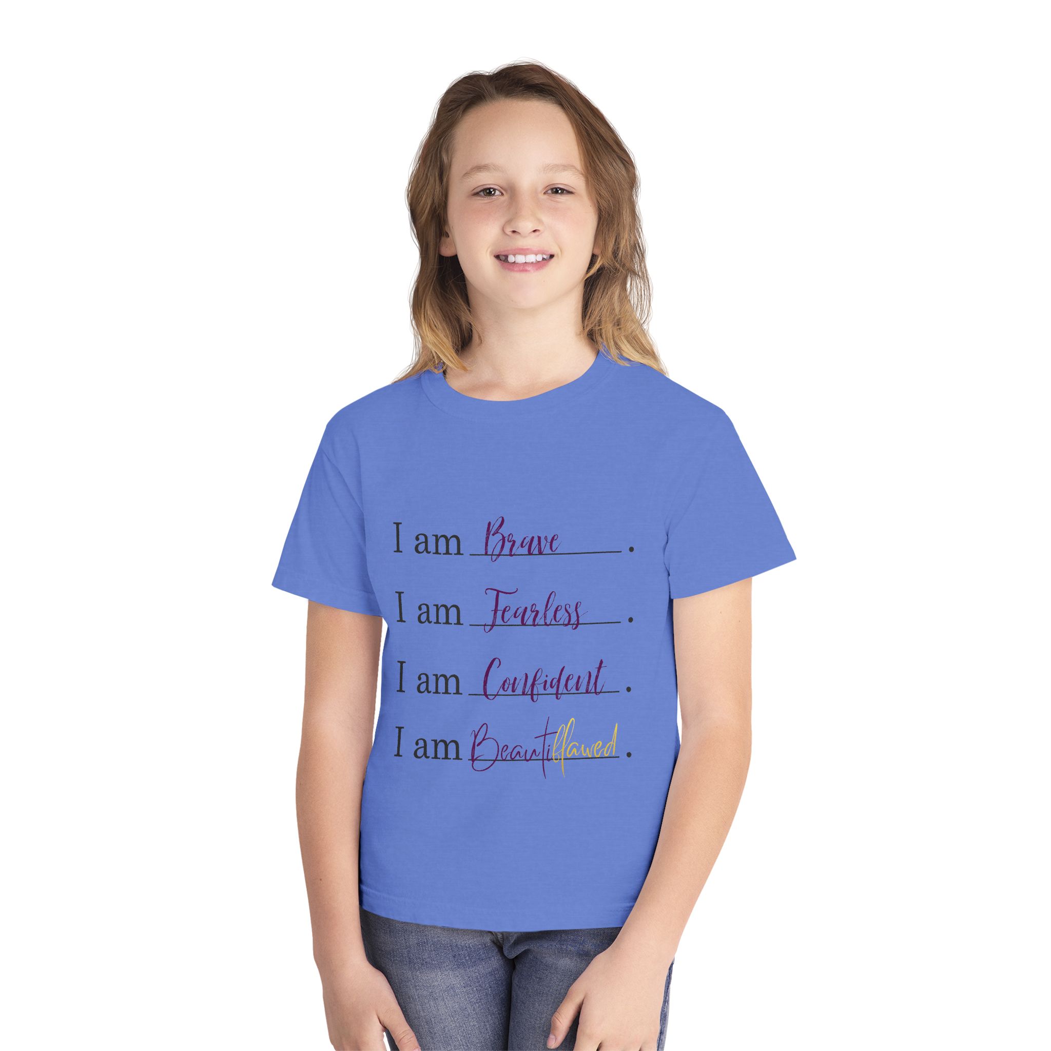 Youth Tee — "I am Brave. I am Fearless. I am Confident. I am Beautiful" Inspirational Affirmation Shirt - Image 18