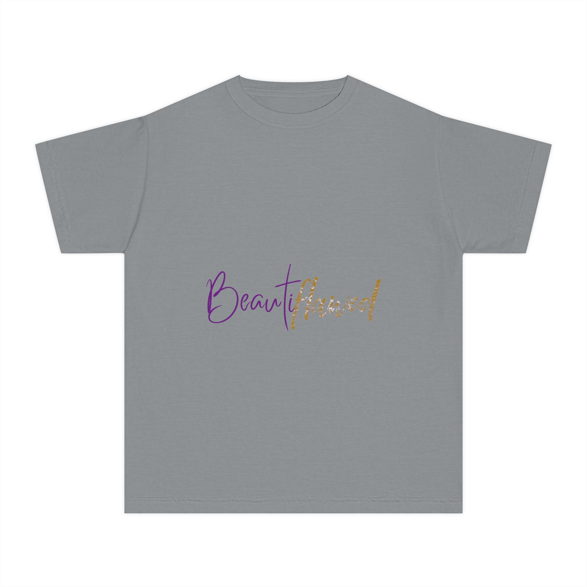 Youth Tee — "Beautifully Flawed" Gradient Script Kids Shirt - Image 4