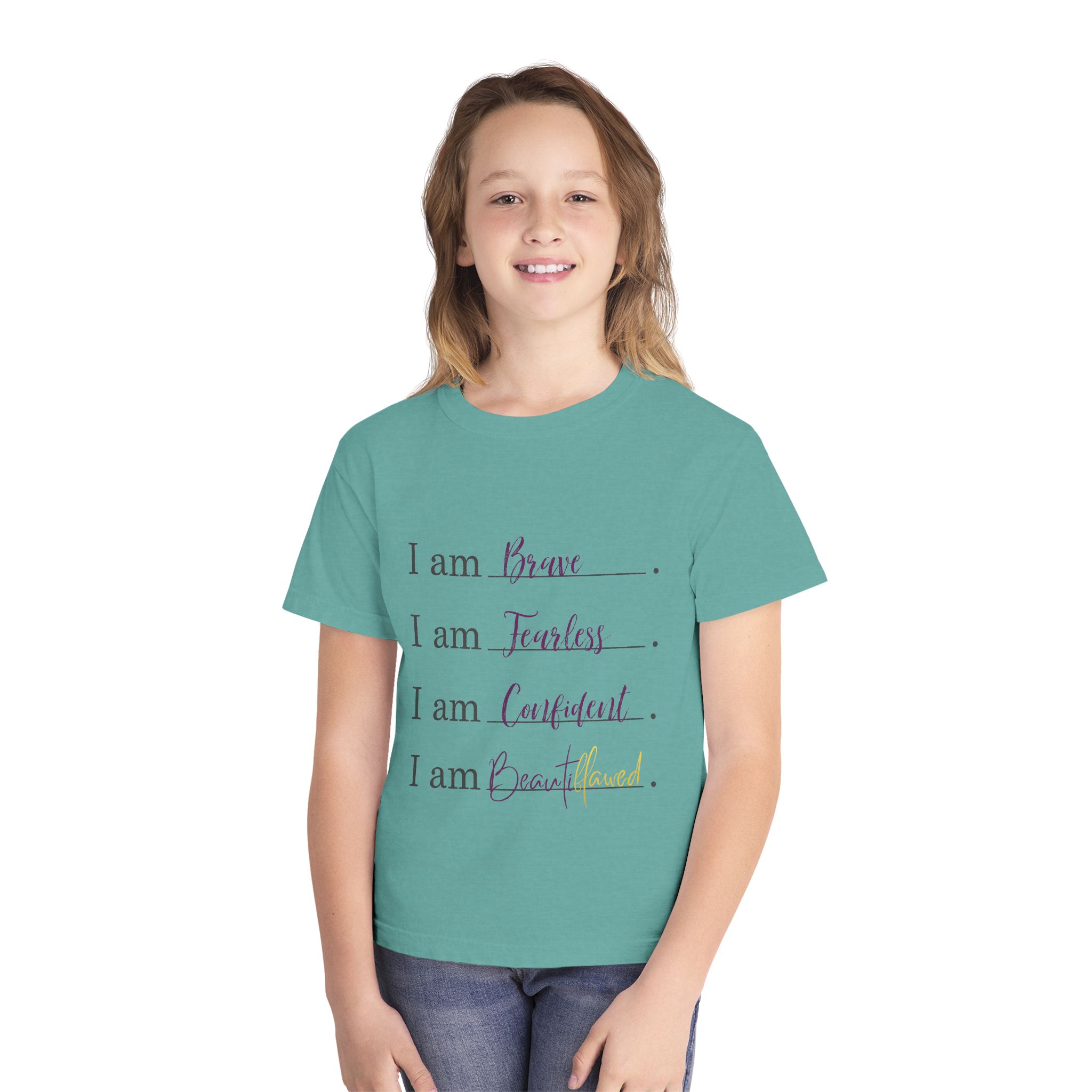 Youth Tee — "I am Brave. I am Fearless. I am Confident. I am Beautiful" Inspirational Affirmation Shirt - Image 12