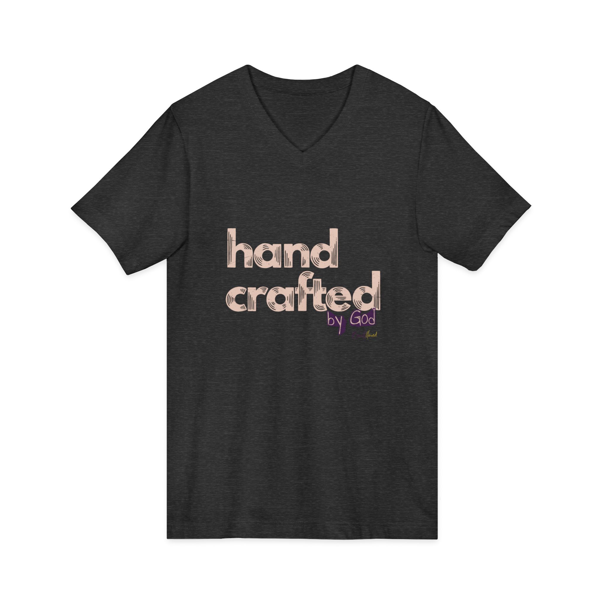 V-Neck Tee — "hand crafted" Rose Gold Script - Image 35