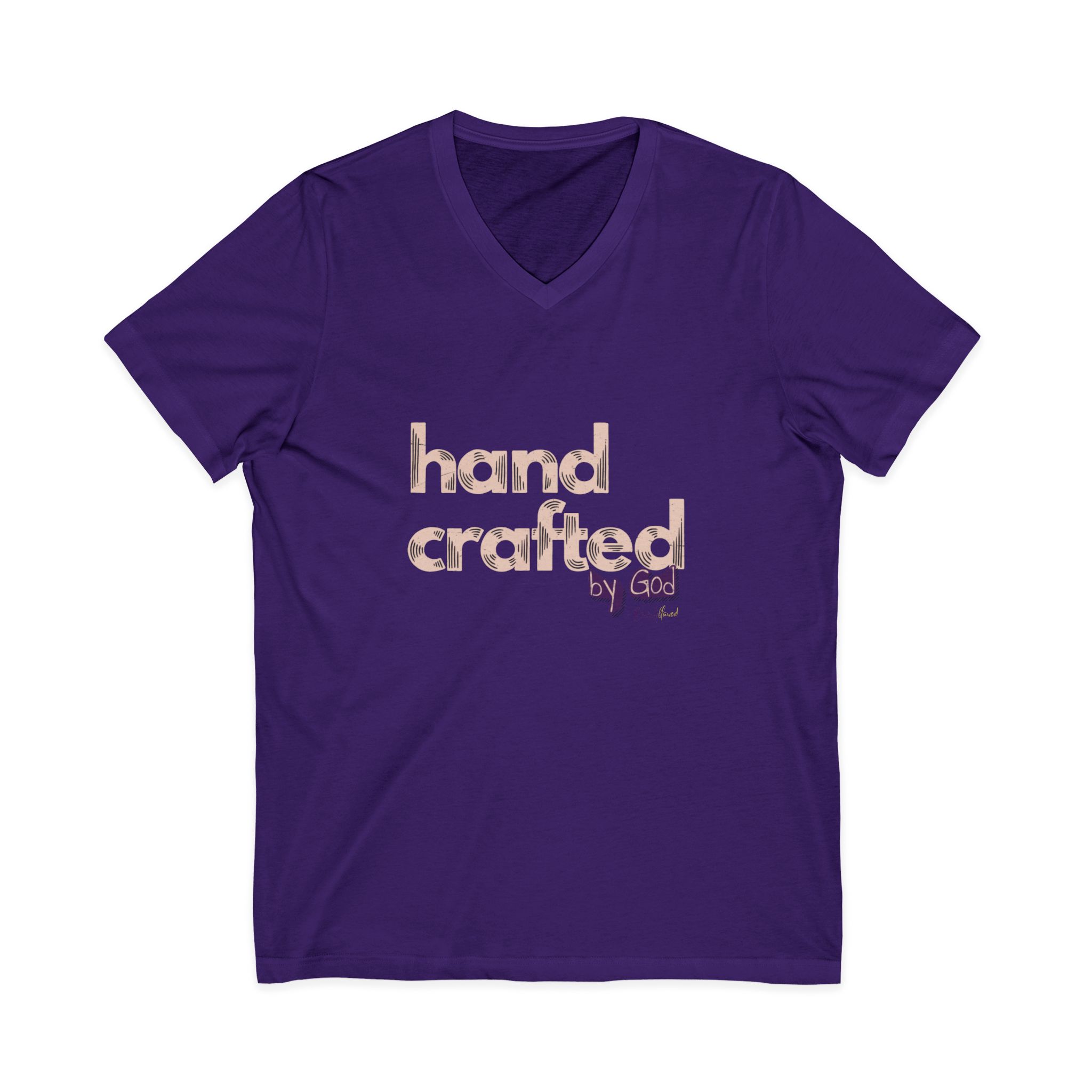 V-Neck Tee — "hand crafted" Rose Gold Script - Image 41