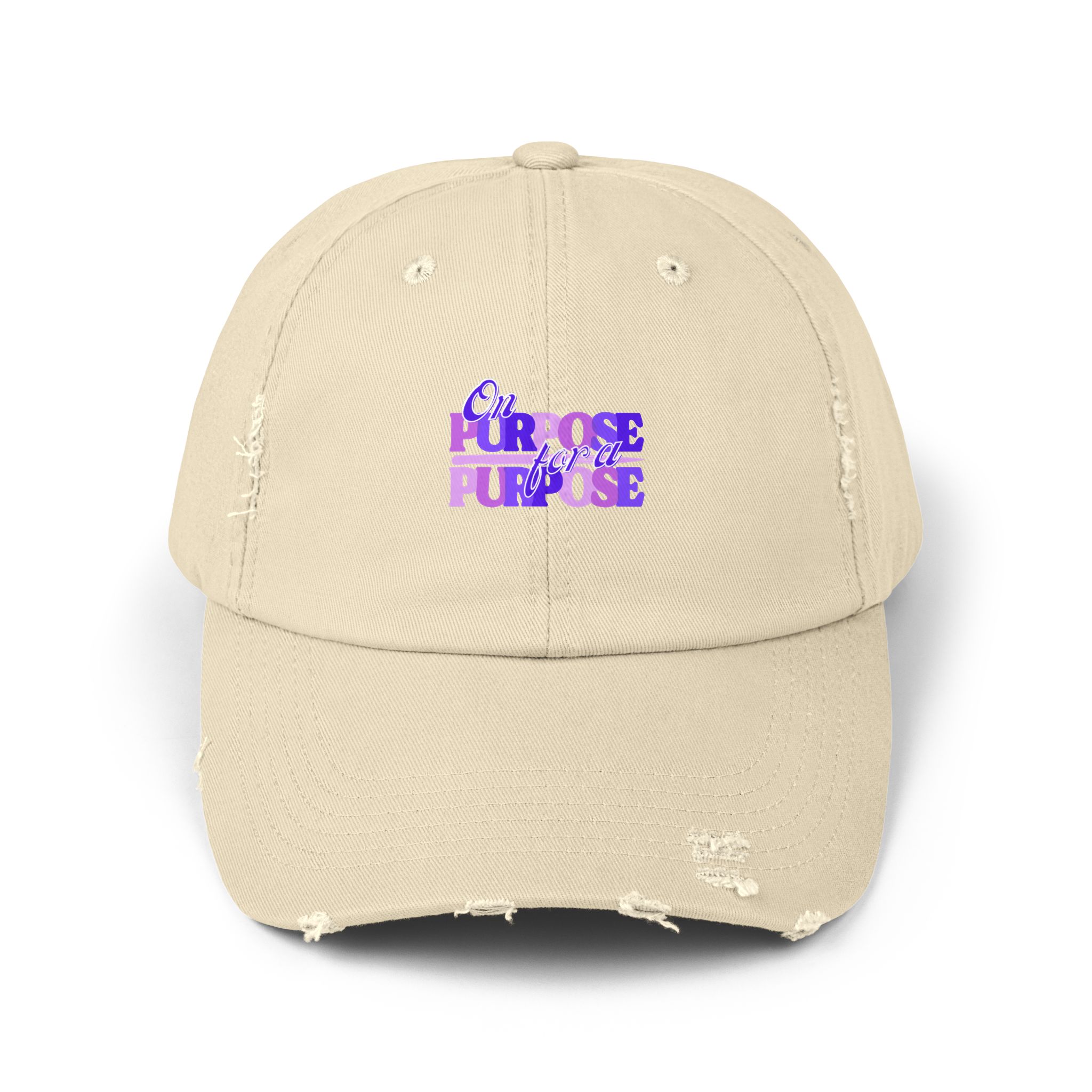 Distressed Cap — 'On Purpose' Purple Gradient Embroidered Baseball Hat - Image 9
