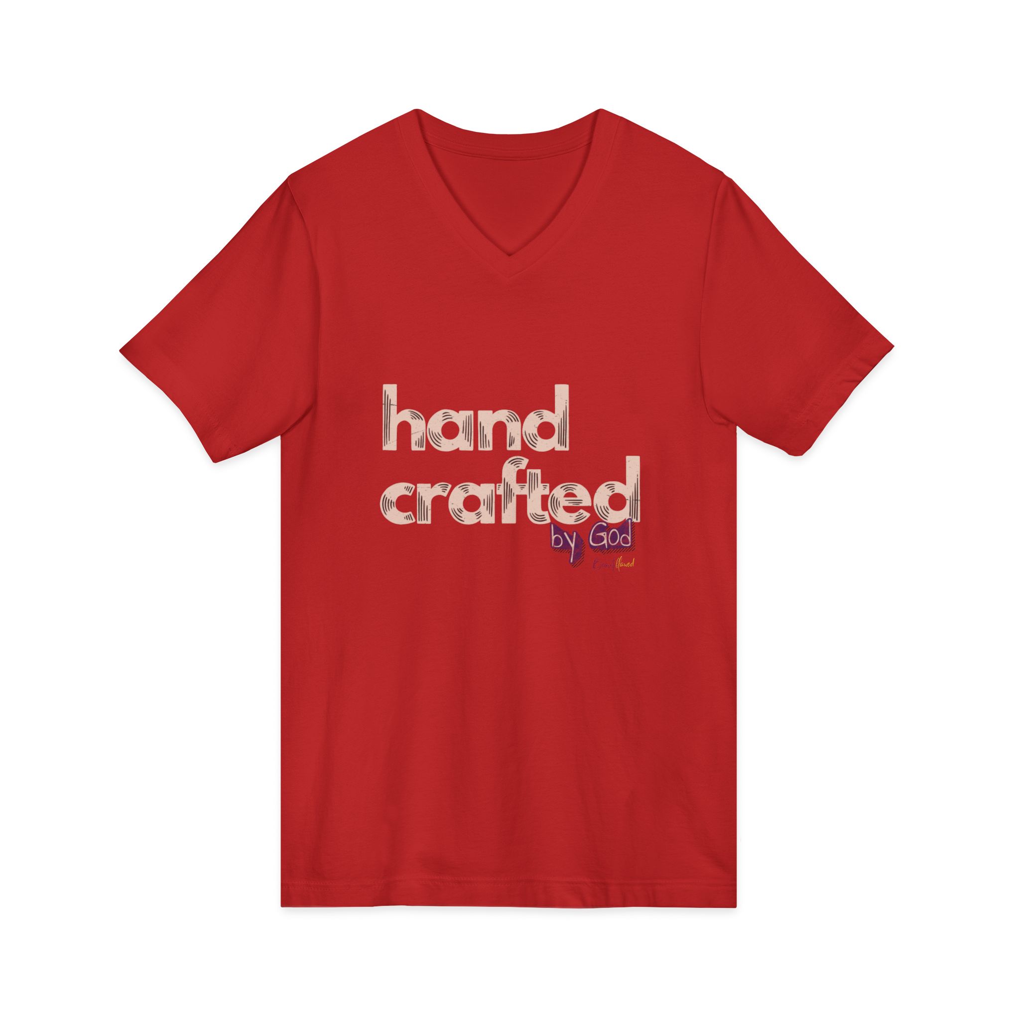 V-Neck Tee — "hand crafted" Rose Gold Script - Image 47