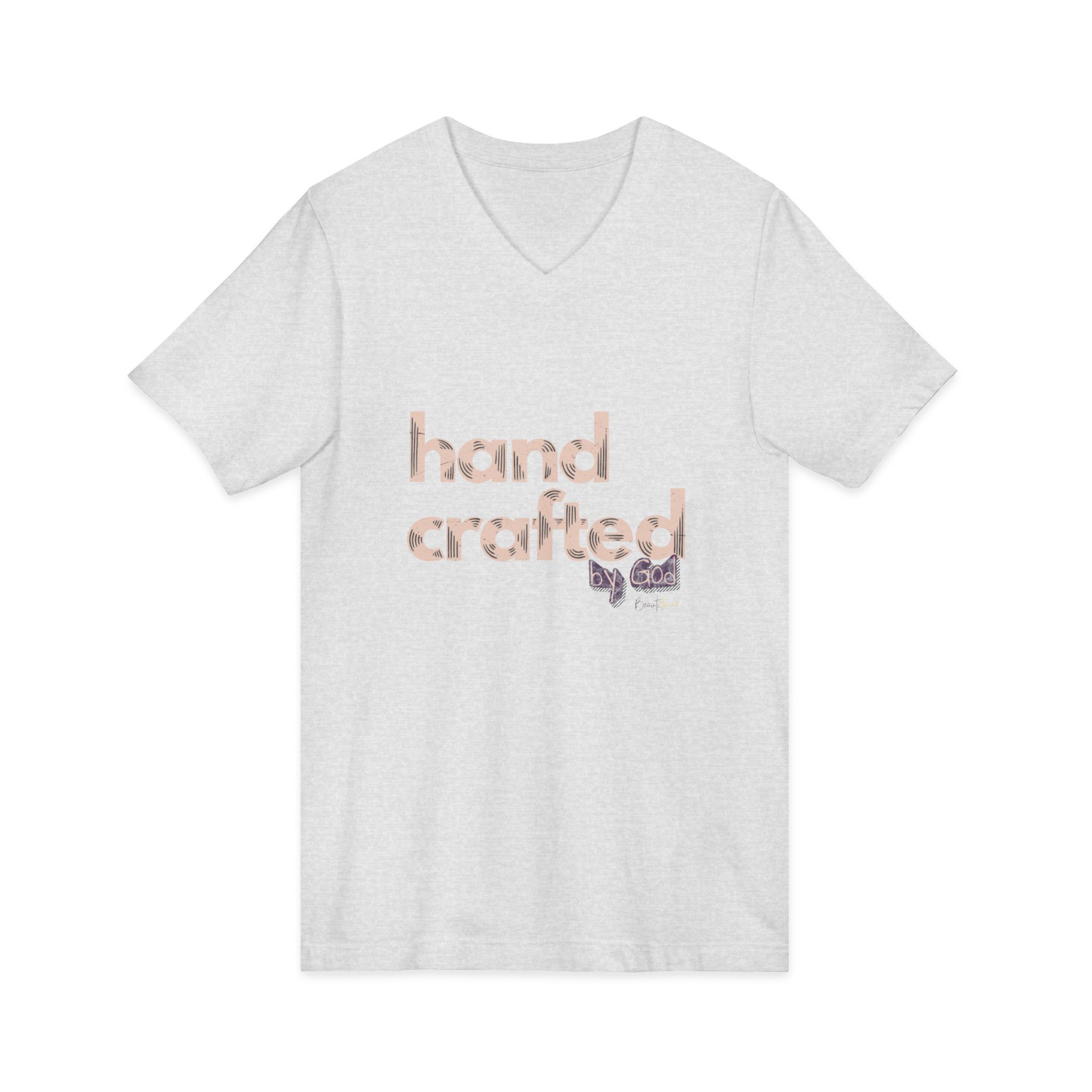 V-Neck Tee — "hand crafted" Rose Gold Script - Image 11