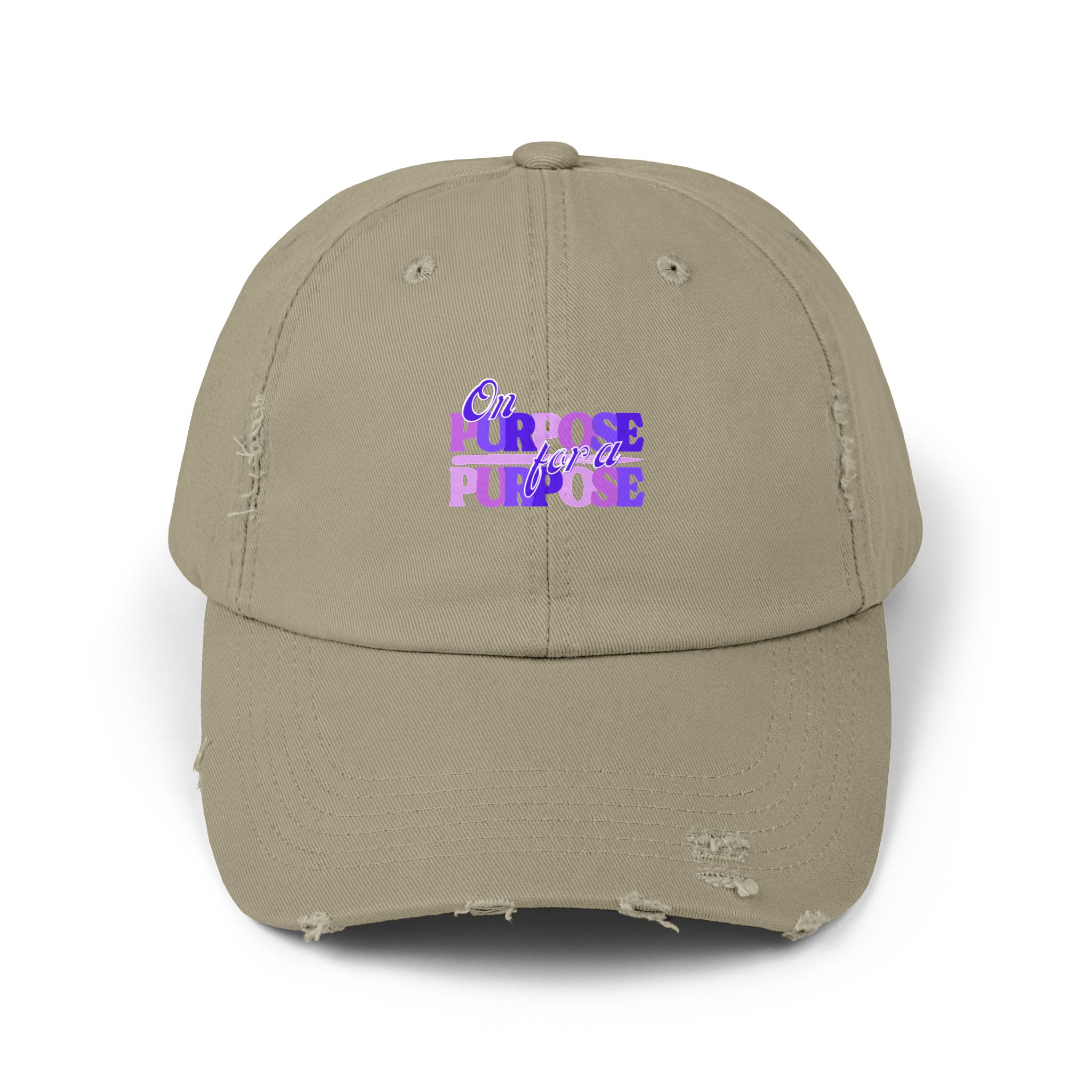 Distressed Cap — 'On Purpose' Purple Gradient Embroidered Baseball Hat