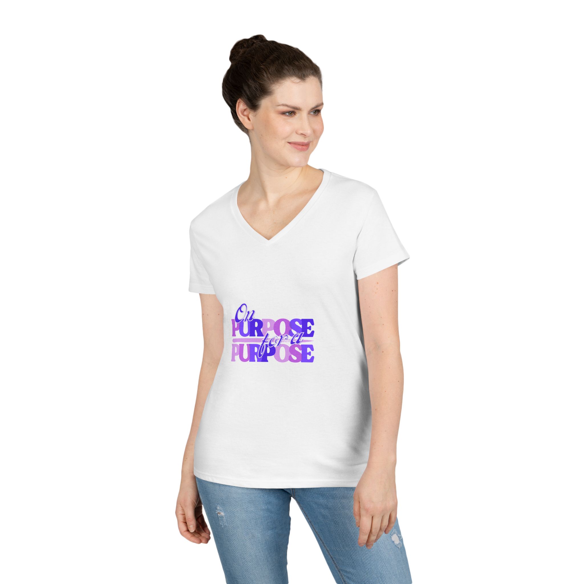 Ladies' V-Neck T-Shirt - Image 3