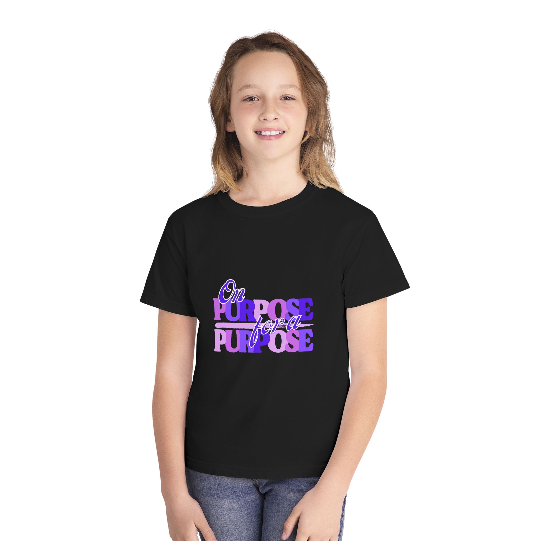 Youth Tee — "On Purpose" Purple Gradient Graphic Shirt - Image 15