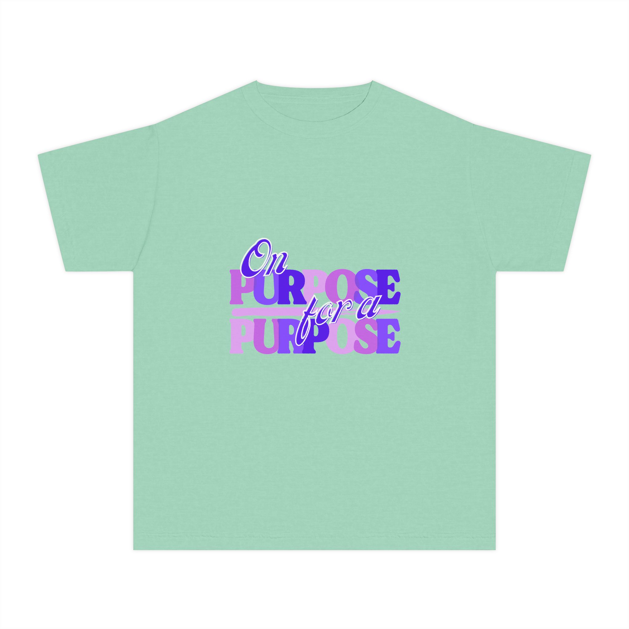 Youth Tee — "On Purpose" Purple Gradient Graphic Shirt - Image 2