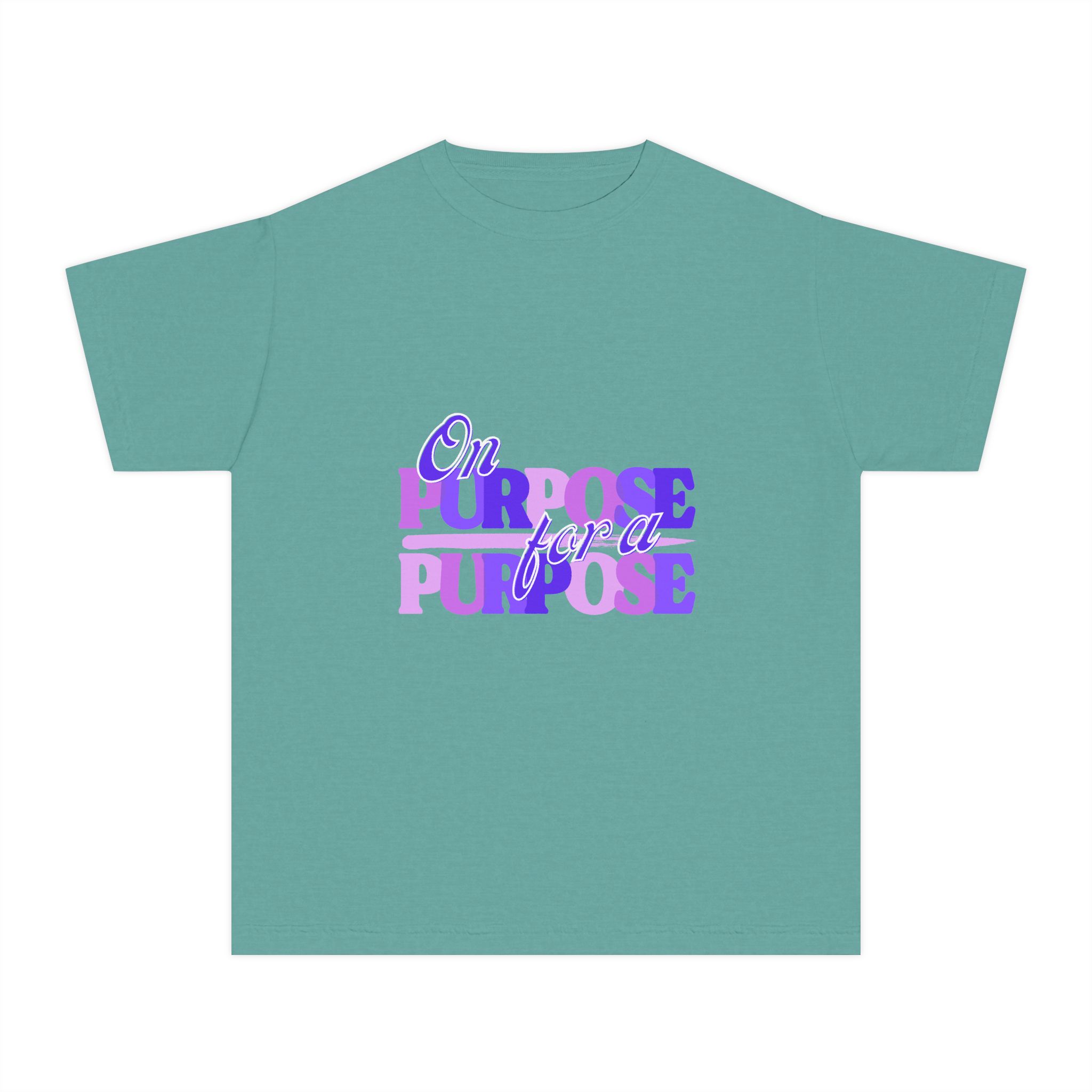 Youth Tee — "On Purpose" Purple Gradient Graphic Shirt - Image 4