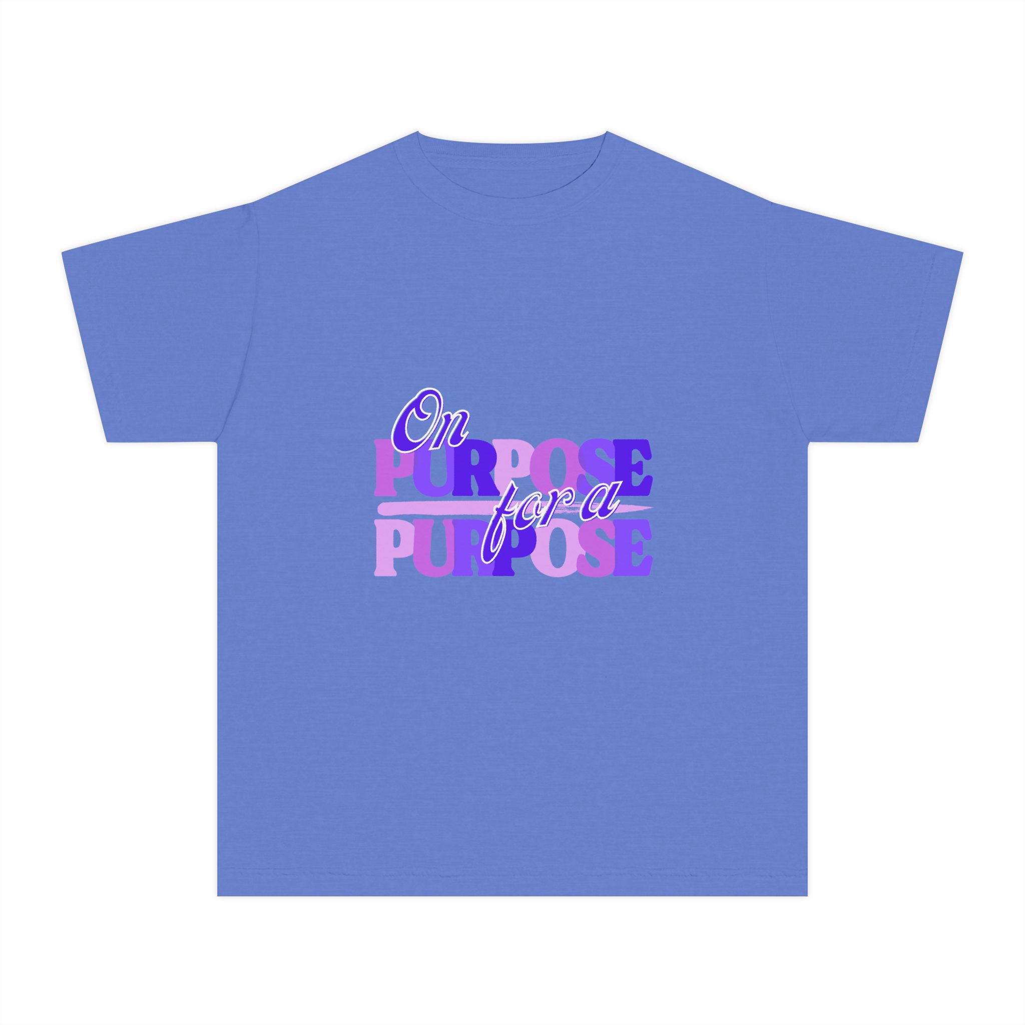 Youth Tee — "On Purpose" Purple Gradient Graphic Shirt - Image 10