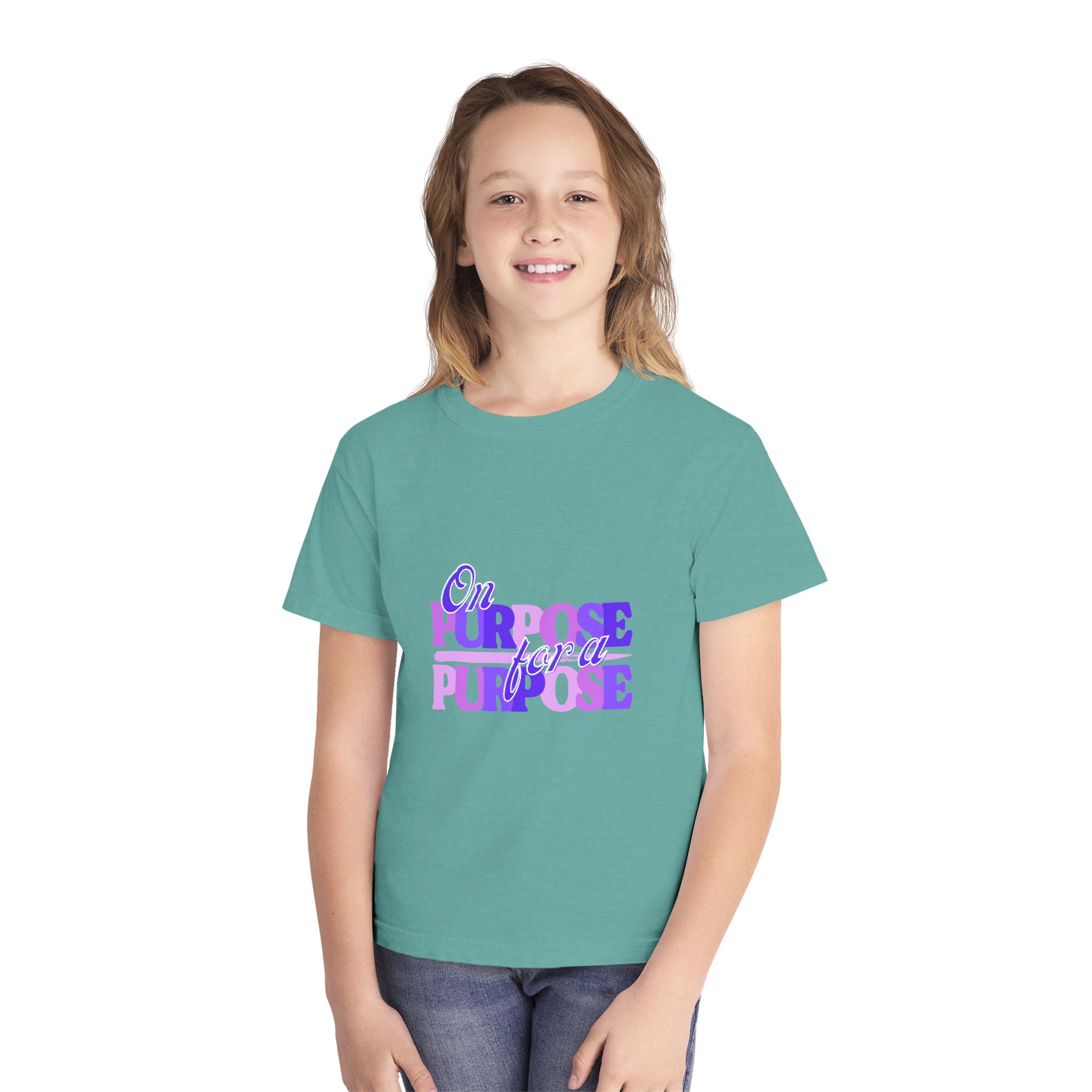 Youth Tee — "On Purpose" Purple Gradient Graphic Shirt - Image 6