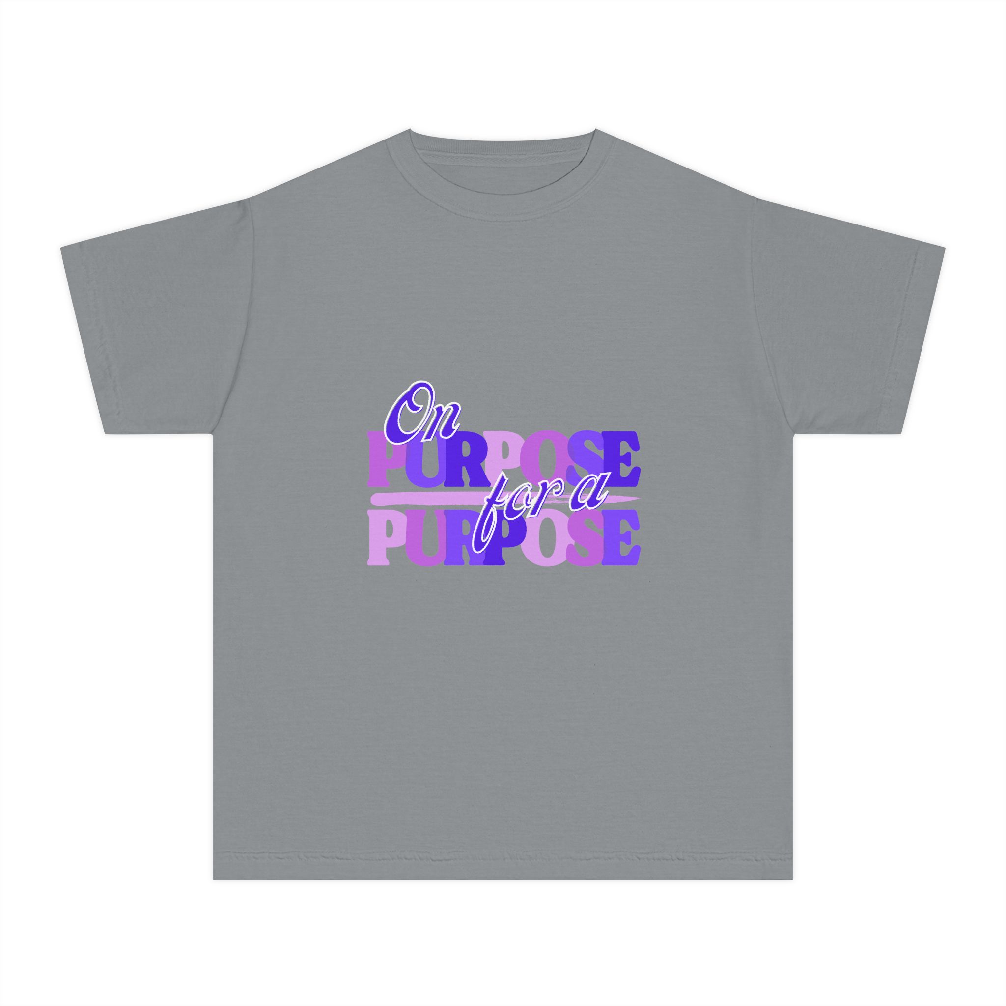 Youth Tee — "On Purpose" Purple Gradient Graphic Shirt - Image 3